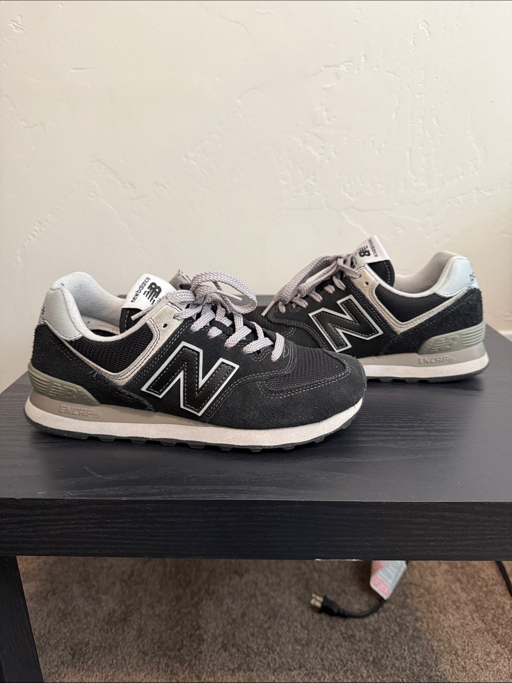New Balance 574 Classic Black and Gray Retro Running Sneakers